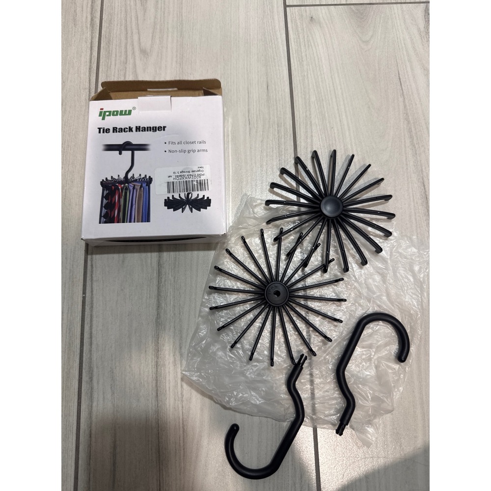 Ipow Tie Rack Hanger 2 Pack Black Non Slip Rotating Closet Organizer Storage